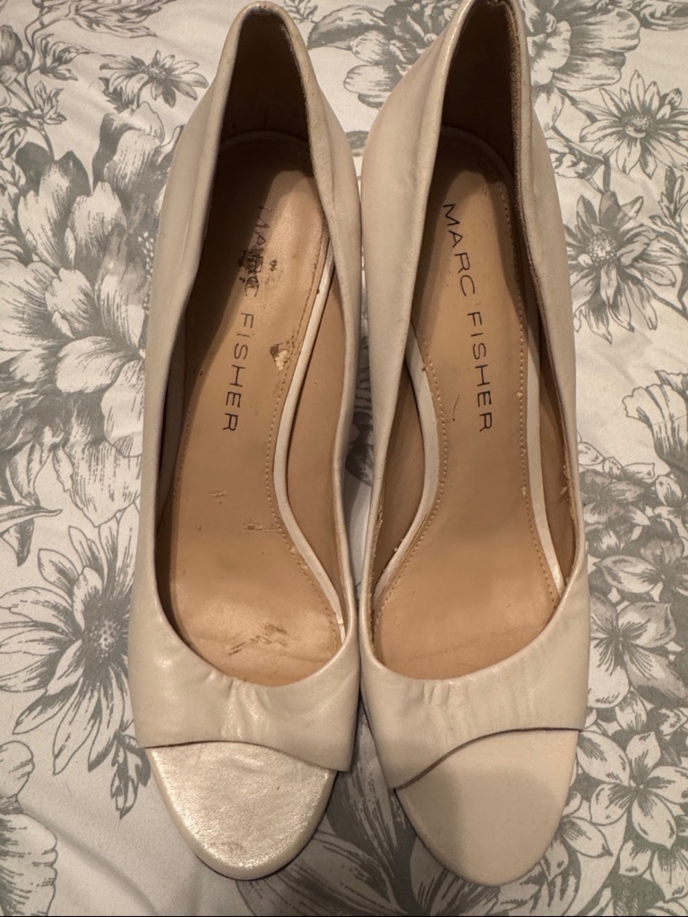 Marc Fisher Cream Open-Toe Pumps